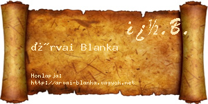 Árvai Blanka névjegykártya