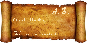 Árvai Blanka névjegykártya